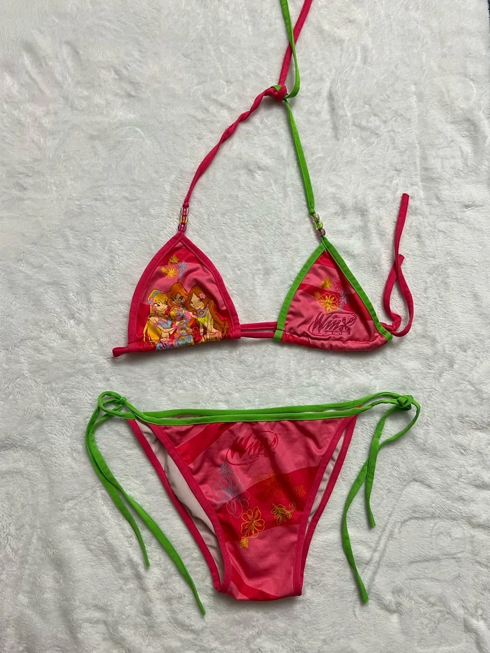 Winx Club Pink & Green Girls' Two-Piece Bikini